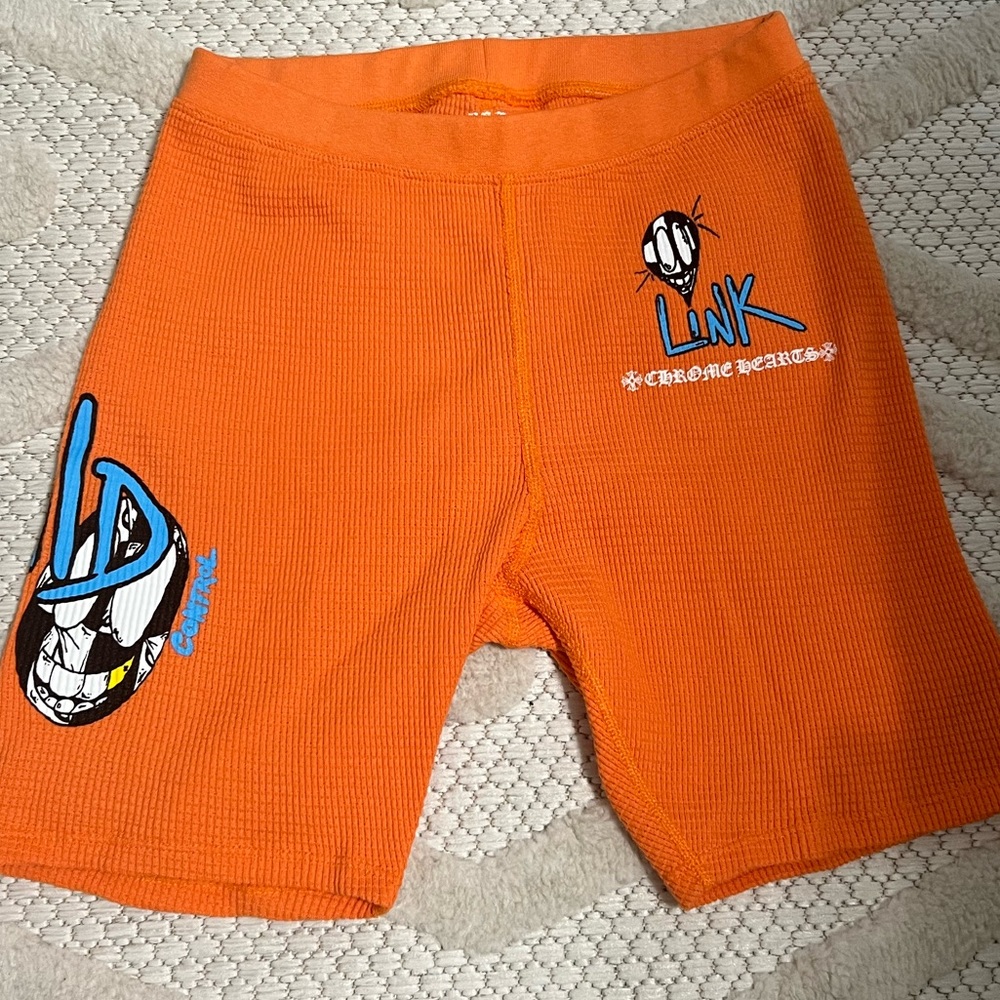 BRAND NEW ORANGE CHROME HEARTS THERMAL BIKER SHORTS SIZE SMALL